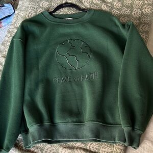 Forest Green Peace Crewneck Sweater